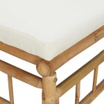 vidaXL Set mobilier de grădină, cu perne alb crem, 3 piese, bambus vidaXL Set mobilier de grădină, cu perne alb crem, 3 piese, bambus