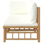 vidaXL Set mobilier de grădină cu perne alb crem, 2 piese, bambus vidaXL Set mobilier de grădină cu perne alb crem, 2 piese, bambus
