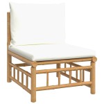 vidaXL Set mobilier de grădină cu perne alb crem, 2 piese, bambus vidaXL Set mobilier de grădină cu perne alb crem, 2 piese, bambus