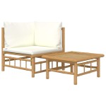 vidaXL Set mobilier de grădină cu perne alb crem, 2 piese, bambus vidaXL Set mobilier de grădină cu perne alb crem, 2 piese, bambus