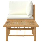 vidaXL Set mobilier de grădină cu perne alb crem, 2 piese, bambus vidaXL Set mobilier de grădină cu perne alb crem, 2 piese, bambus