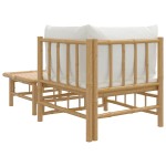 vidaXL Set mobilier de grădină cu perne alb crem, 2 piese, bambus vidaXL Set mobilier de grădină cu perne alb crem, 2 piese, bambus