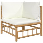 vidaXL Set mobilier de grădină cu perne alb crem, 2 piese, bambus vidaXL Set mobilier de grădină cu perne alb crem, 2 piese, bambus