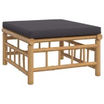 vidaXL Set mobilier de grădină, perne gri închis, 3 piese, bambus