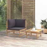 vidaXL Set mobilier de grădină cu perne gri închis, 2 piese, bambus vidaXL Set mobilier de grădină cu perne gri închis, 2 piese, bambus