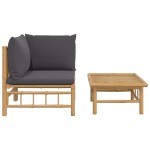 vidaXL Set mobilier de grădină cu perne gri închis, 2 piese, bambus vidaXL Set mobilier de grădină cu perne gri închis, 2 piese, bambus
