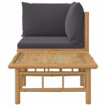 vidaXL Set mobilier de grădină cu perne gri închis, 2 piese, bambus vidaXL Set mobilier de grădină cu perne gri închis, 2 piese, bambus