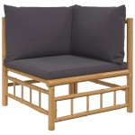 vidaXL Set mobilier de grădină cu perne gri închis, 2 piese, bambus vidaXL Set mobilier de grădină cu perne gri închis, 2 piese, bambus