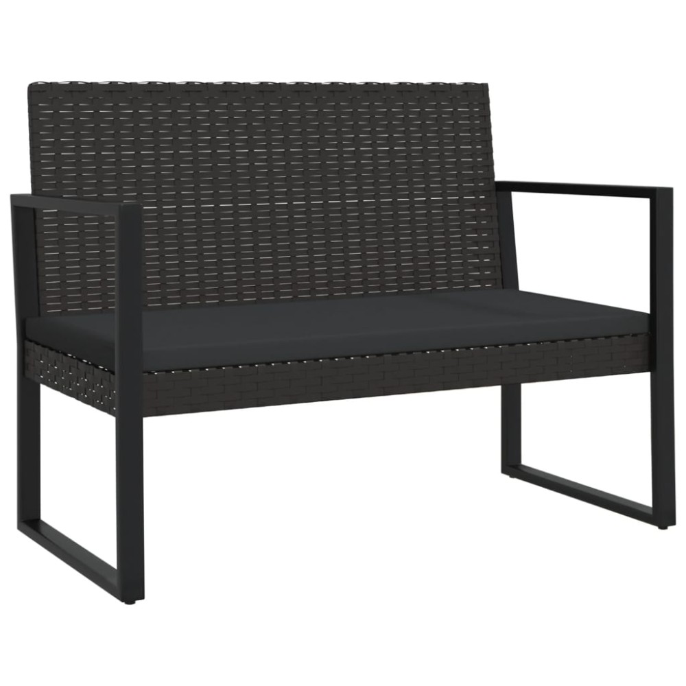 vidaXL Bancă de grădină cu perne, negru, 106 cm, poliratan