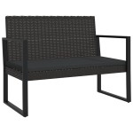 vidaXL Bancă de grădină cu perne, negru, 106 cm, poliratan
