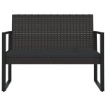 vidaXL Bancă de grădină cu perne, negru, 106 cm, poliratan