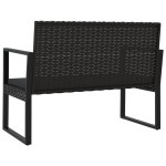 vidaXL Bancă de grădină cu perne, negru, 106 cm, poliratan