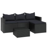 vidaXL Set mobilier de grădină, negru, poliratan
