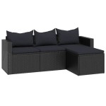 vidaXL Set mobilier de grădină, negru, poliratan
