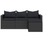 vidaXL Set mobilier de grădină, negru, poliratan