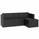 vidaXL Set mobilier de grădină, negru, poliratan