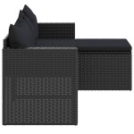 vidaXL Set mobilier de grădină, negru, poliratan