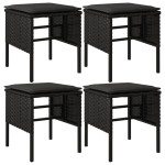 vidaXL Taburete de grădină cu perne, 4 buc, negru, poliratan vidaXL Taburete de grădină cu perne, 4 buc, negru, poliratan