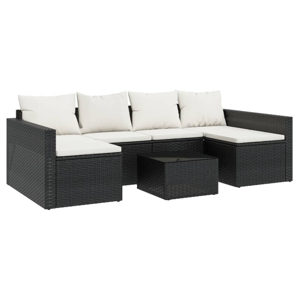 vidaXL Set șezlonguri de grădină, 2 piese, cu perne, negru, poliratan