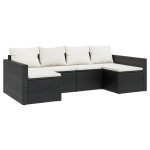 vidaXL Set șezlonguri de grădină, 2 piese, cu perne, negru, poliratan