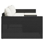 vidaXL Set șezlonguri de grădină, 2 piese, cu perne, negru, poliratan