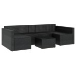 vidaXL Set șezlonguri de grădină, 2 piese, cu perne, negru, poliratan