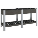 vidaXL Strat înălțat de grădină cu raft, gri, 175x50x75 cm, WPC