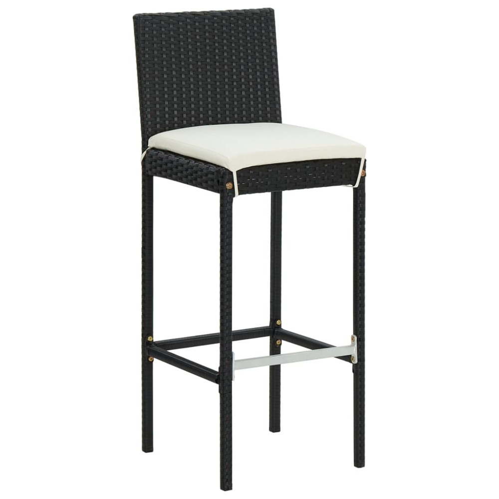 vidaXL Scaune de bar cu perne, 6 buc., negru, poliratan