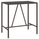 vidaXL Masă de bar cu blat din sticlă, maro, 110x70x110 cm, poliratan vidaXL Masă de bar cu blat din sticlă, maro, 110x70x110 cm, poliratan