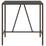 vidaXL Masă de bar cu blat din sticlă, maro, 110x70x110 cm, poliratan vidaXL Masă de bar cu blat din sticlă, maro, 110x70x110 cm, poliratan