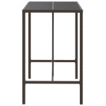 vidaXL Masă de bar cu blat din sticlă, maro, 110x70x110 cm, poliratan vidaXL Masă de bar cu blat din sticlă, maro, 110x70x110 cm, poliratan