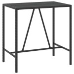 vidaXL Masă de bar cu blat din sticlă, negru, 110x70x110 cm, poliratan vidaXL Masă de bar cu blat din sticlă, negru, 110x70x110 cm, poliratan