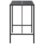 vidaXL Masă de bar cu blat din sticlă, negru, 110x70x110 cm, poliratan vidaXL Masă de bar cu blat din sticlă, negru, 110x70x110 cm, poliratan
