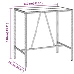 vidaXL Masă de bar cu blat din sticlă, negru, 110x70x110 cm, poliratan vidaXL Masă de bar cu blat din sticlă, negru, 110x70x110 cm, poliratan