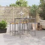 vidaXL Masă de bar cu blat din sticlă, gri, 110x70x110 cm, poliratan vidaXL Masă de bar cu blat din sticlă, gri, 110x70x110 cm, poliratan