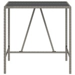vidaXL Masă de bar cu blat din sticlă, gri, 110x70x110 cm, poliratan vidaXL Masă de bar cu blat din sticlă, gri, 110x70x110 cm, poliratan