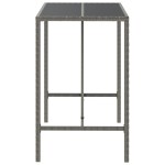 vidaXL Masă de bar cu blat din sticlă, gri, 110x70x110 cm, poliratan vidaXL Masă de bar cu blat din sticlă, gri, 110x70x110 cm, poliratan