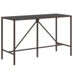 vidaXL Masă de bar cu blat din sticlă, maro, 180x70x110 cm, poliratan vidaXL Masă de bar cu blat din sticlă, maro, 180x70x110 cm, poliratan