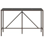 vidaXL Masă de bar cu blat din sticlă, maro, 180x70x110 cm, poliratan vidaXL Masă de bar cu blat din sticlă, maro, 180x70x110 cm, poliratan