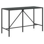 vidaXL Masă de bar cu blat din sticlă, negru, 180x70x110 cm, poliratan vidaXL Masă de bar cu blat din sticlă, negru, 180x70x110 cm, poliratan