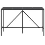 vidaXL Masă de bar cu blat din sticlă, negru, 180x70x110 cm, poliratan vidaXL Masă de bar cu blat din sticlă, negru, 180x70x110 cm, poliratan