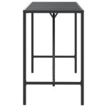 vidaXL Masă de bar cu blat din sticlă, negru, 180x70x110 cm, poliratan vidaXL Masă de bar cu blat din sticlă, negru, 180x70x110 cm, poliratan