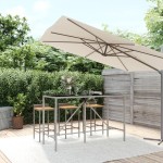 vidaXL Masă de bar cu blat din sticlă, gri, 180x70x110 cm, poliratan vidaXL Masă de bar cu blat din sticlă, gri, 180x70x110 cm, poliratan