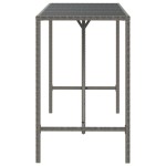vidaXL Masă de bar cu blat din sticlă, gri, 180x70x110 cm, poliratan vidaXL Masă de bar cu blat din sticlă, gri, 180x70x110 cm, poliratan