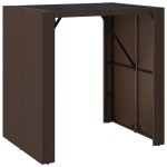 vidaXL Masă de bar cu blat din sticlă, maro, 105x80x110 cm, poliratan vidaXL Masă de bar cu blat din sticlă, maro, 105x80x110 cm, poliratan