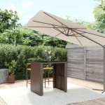 vidaXL Masă de bar cu blat din sticlă, maro, 105x80x110 cm, poliratan vidaXL Masă de bar cu blat din sticlă, maro, 105x80x110 cm, poliratan