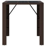 vidaXL Masă de bar cu blat din sticlă, maro, 105x80x110 cm, poliratan vidaXL Masă de bar cu blat din sticlă, maro, 105x80x110 cm, poliratan