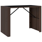 vidaXL Masă de bar cu blat din sticlă, maro, 145x80x110 cm, poliratan vidaXL Masă de bar cu blat din sticlă, maro, 145x80x110 cm, poliratan