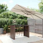 vidaXL Masă de bar cu blat din sticlă, maro, 145x80x110 cm, poliratan vidaXL Masă de bar cu blat din sticlă, maro, 145x80x110 cm, poliratan