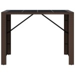 vidaXL Masă de bar cu blat din sticlă, maro, 145x80x110 cm, poliratan vidaXL Masă de bar cu blat din sticlă, maro, 145x80x110 cm, poliratan